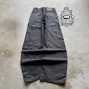 Baggy Ecko Unltd. Relaxed Black Southpole Styl Y2K Vintage Denim Jeans  34x32